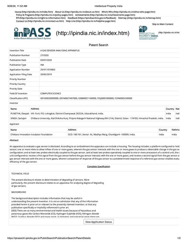 A Gas Sensor Analyzing Apparatus