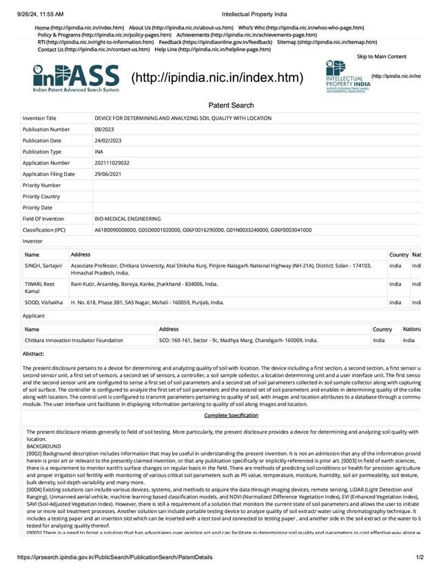 Device for determining and analyzing soil quality with location